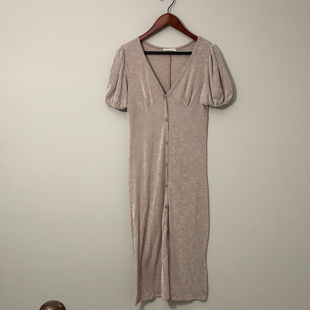 Caution To The Wind Beige Midi Dress